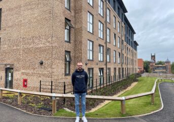 Oliver Bickle outside the Strutt House apartment building at Nightingale Quarter