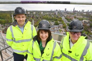 James Dickens of Wavensmere Homes, Chancellor Rachel Reeves and West Mids Mayor Richard Parker lr.jpg