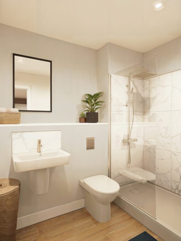 Arkle Court Apartment Block Cheltenham 1 bed view bathroom